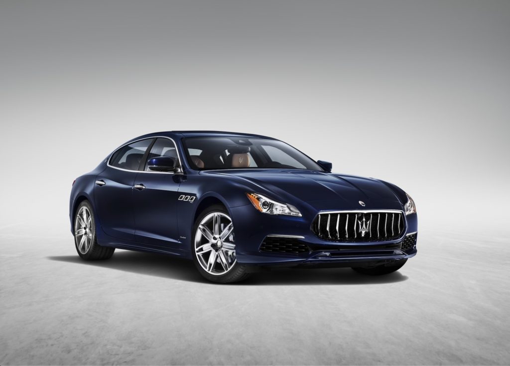 Maserati Quattroporte is ranked one of the top Italian luxury cars seen here in a showroom