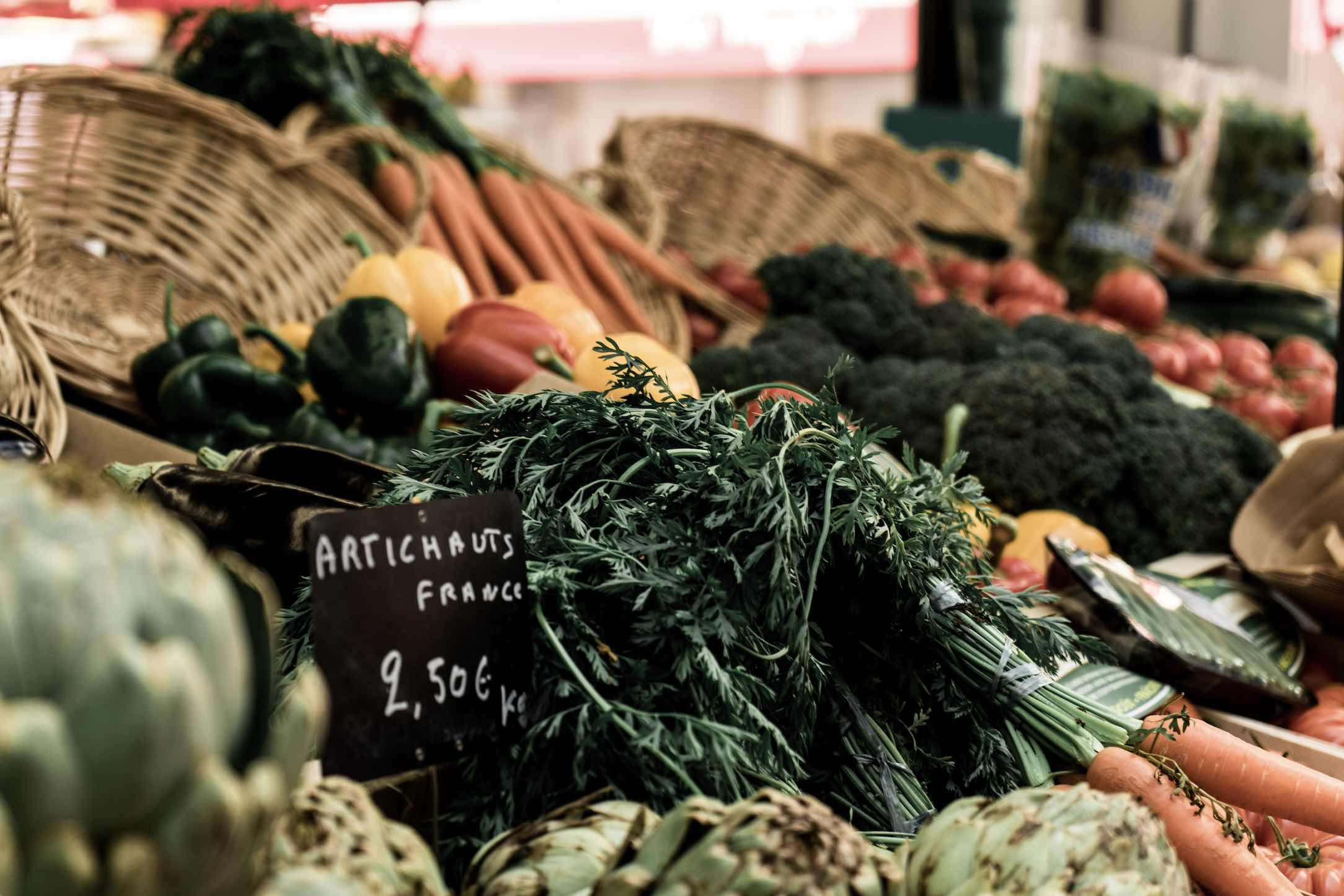 Paris Street Markets vegetables on display