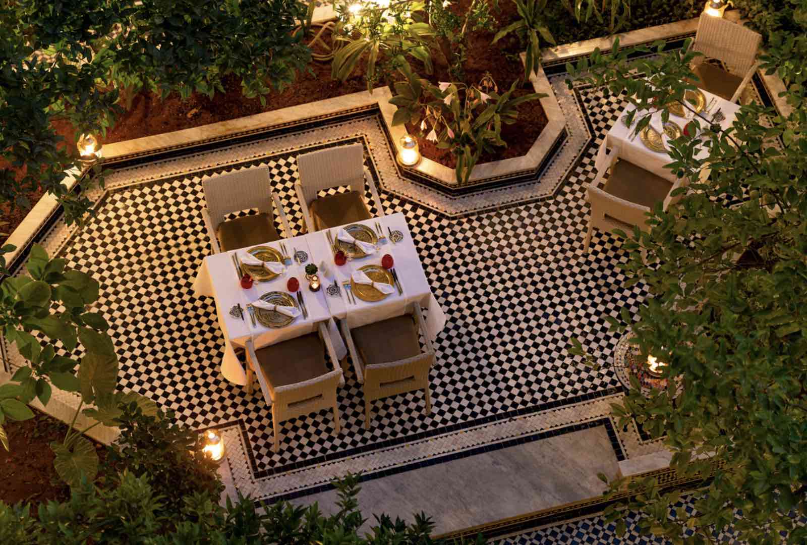 Aerial view of the dining outside at Palais Amani